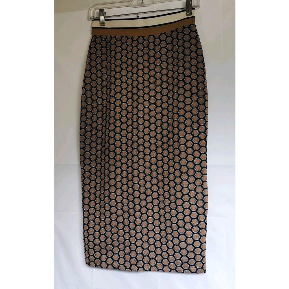 GP&J Baker x H&M Metallic Column Straight Long Maxi Skirt Womens S Retro Mod VTG